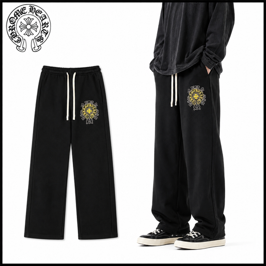 CHROME HEARTS クロムハーツ 馬蹄クロス刺繍 ヘビーウェイト スウェットパンツ ブラック 420g