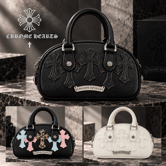 CHROME HEARTS クロムハーツ タイニー ジムバッグ セメタリークロスパッチ CHチャーム レザーバッグ メンズ レディース CH2002