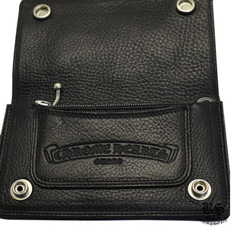 CHROME HEARTS クロムハーツ 1ジップ クロスボタン クロスパッチ レザーウォレット 財布 メンズ レディース CHROMEBAGS003