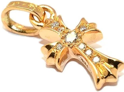 CHROME HEARTS クロムハーツ ベビーファット クロスペンダント 22K パヴェダイヤモンド ゴールド ネックレス