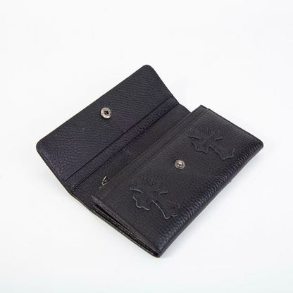 CHROME HEARTS クロムハーツ クロスパッチ ウェーブウォレット 三つ折り長財布 レザーウォレット 財布 メンズ レディース CHROMEWALLET001