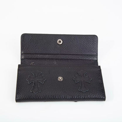 CHROME HEARTS クロムハーツ クロスパッチ ウェーブウォレット 三つ折り長財布 レザーウォレット 財布 メンズ レディース CHROMEWALLET001