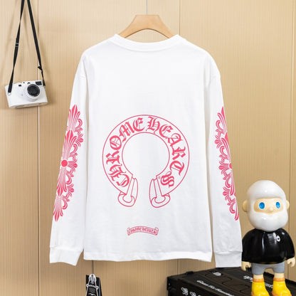CHROME HEARTS クロムハーツ ウォッシュ加工 立体プリント ロングスリーブTシャツ ホワイト