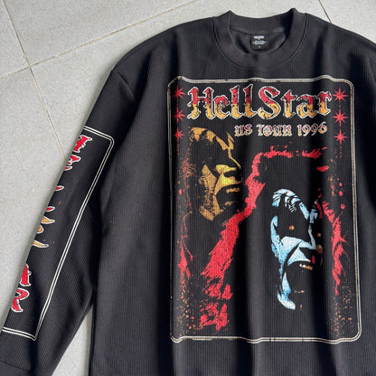 HELLSTAR ヘルスター アメリカンヴィンテージ ワッフル生地 長袖Tシャツ 型番232 ブラック