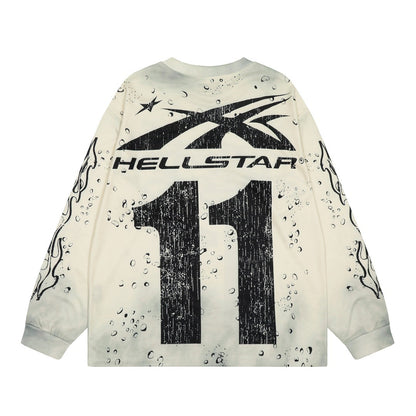HELLSTAR ヘルスター ヴィンテージ加工 長袖Tシャツ H2505 アイボリー
