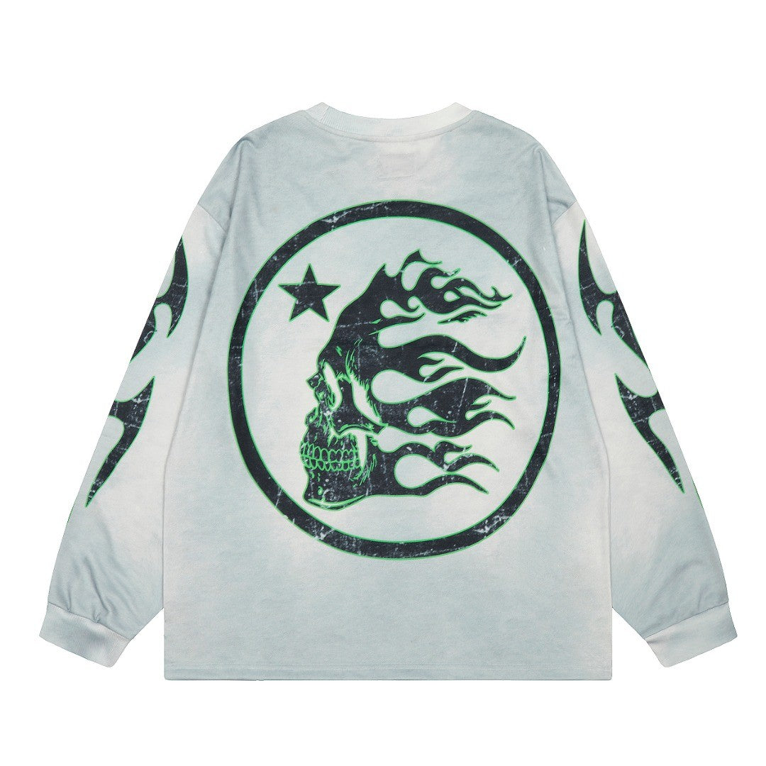 HELLSTAR ヘルスター ヴィンテージ加工 長袖Tシャツ ライトブルーグラデーション