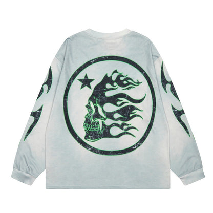 HELLSTAR ヘルスター ヴィンテージ加工 長袖Tシャツ ライトブルーグラデーション