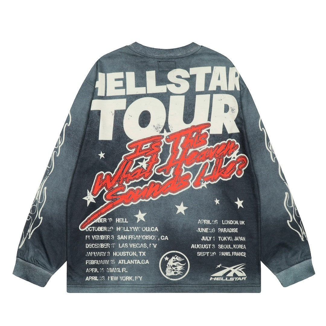 HELLSTAR ヘルスター クルーネック長袖スウェット ウォッシュドグレー