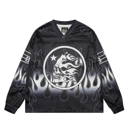 Hellstar ヘルスター メッシュ 長袖 Vネック トップス ブラック