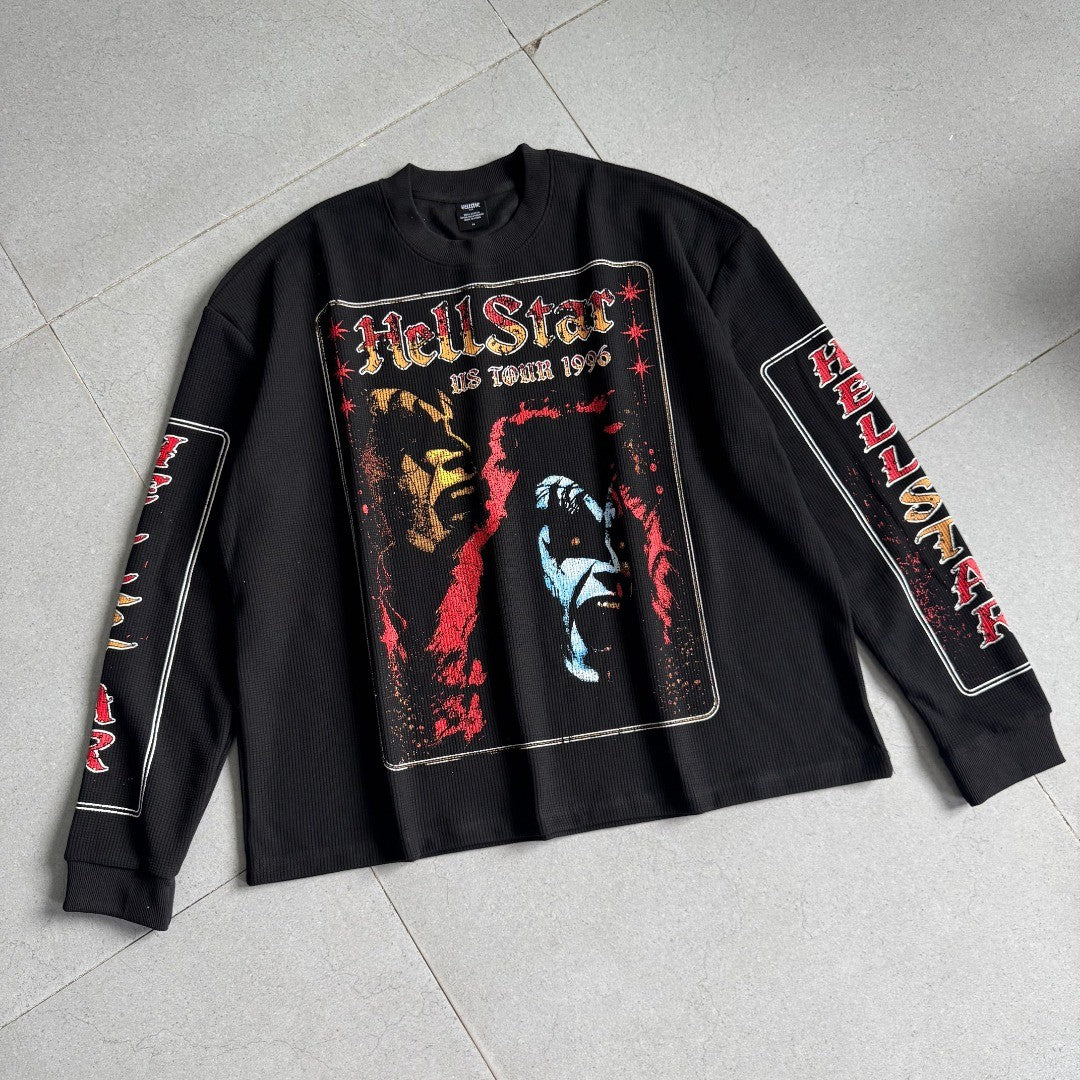 HELLSTAR ヘルスター アメリカンヴィンテージ ワッフル生地 長袖Tシャツ 型番232 ブラック