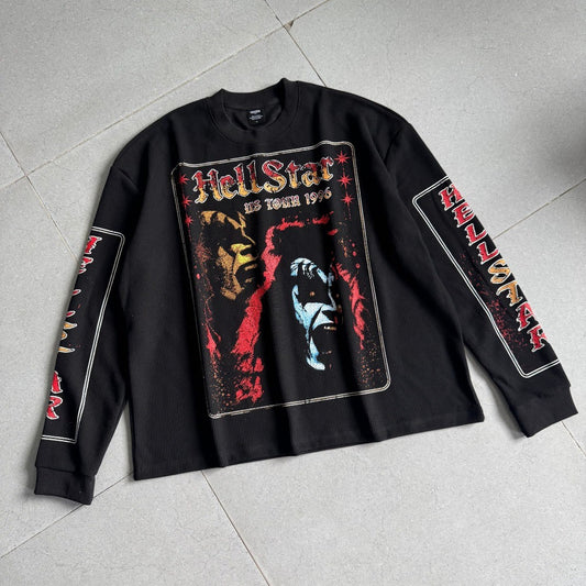 HELLSTAR ヘルスター アメリカンヴィンテージ ワッフル生地 長袖Tシャツ 型番232 ブラック
