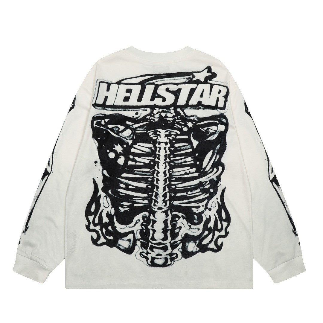 HELLSTAR ヘルスター スカルプリント 長袖Tシャツ オフホワイト