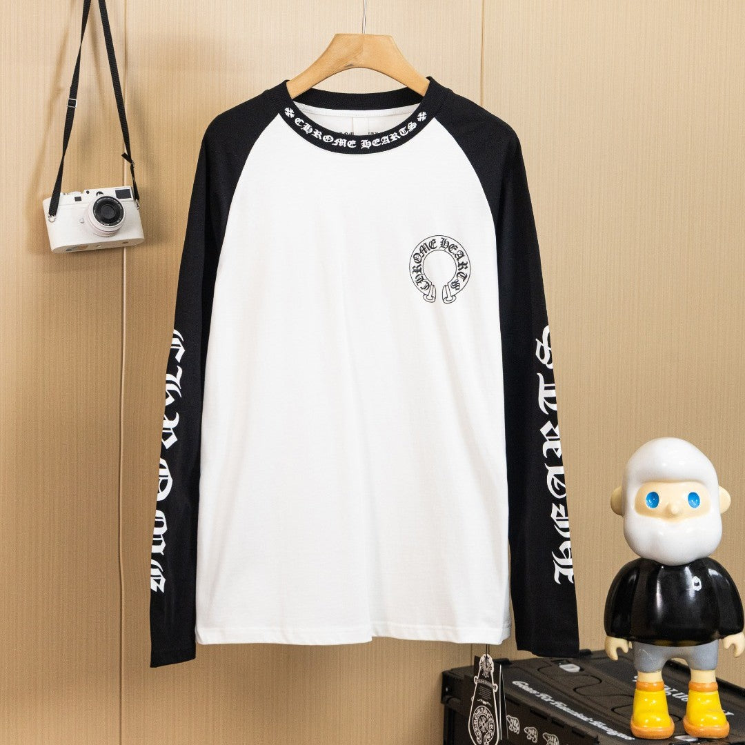 CHROME HEARTS クロムハーツ ウォッシュ加工 立体プリント 長袖Tシャツ
