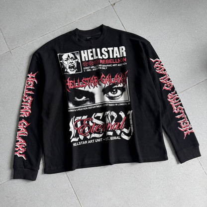 HELLSTAR ヘルスター アメリカンヴィンテージ ワッフル生地 長袖Tシャツ 233 ブラック