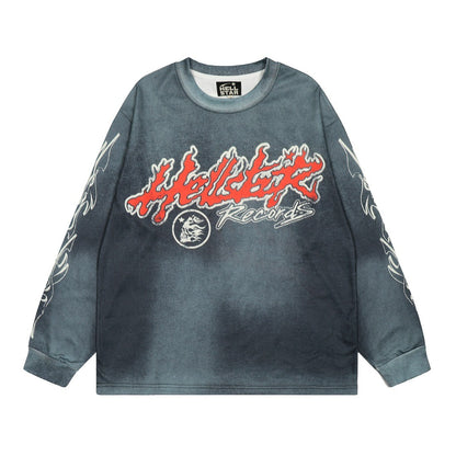 HELLSTAR ヘルスター クルーネック長袖スウェット ウォッシュドグレー