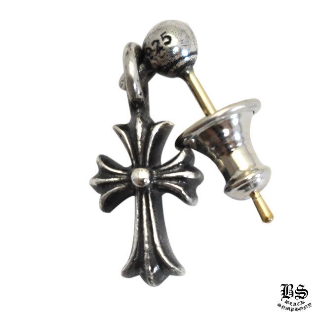 CHROME HEARTS クロムハーツ タイニー スタックCHクロス ドロップピアス 925シルバー 14Kポスト 片耳