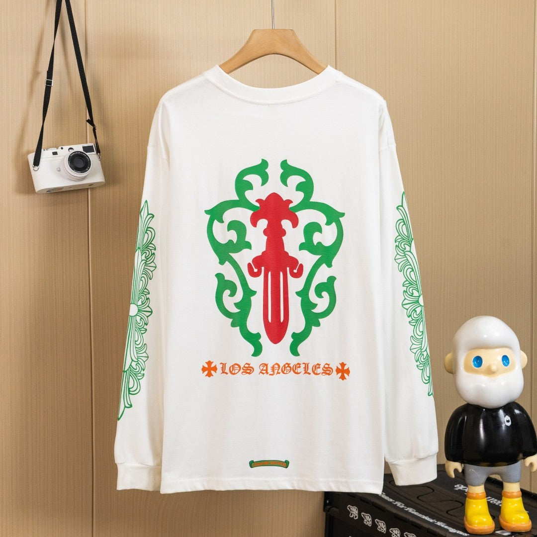 Chrome Hearts クロムハーツ ウォッシュ加工 立体プリント 長袖Tシャツ