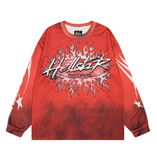 HELLSTAR ヘルスター レッドグラデーション オーバーサイズ 長袖Tシャツ H2504
