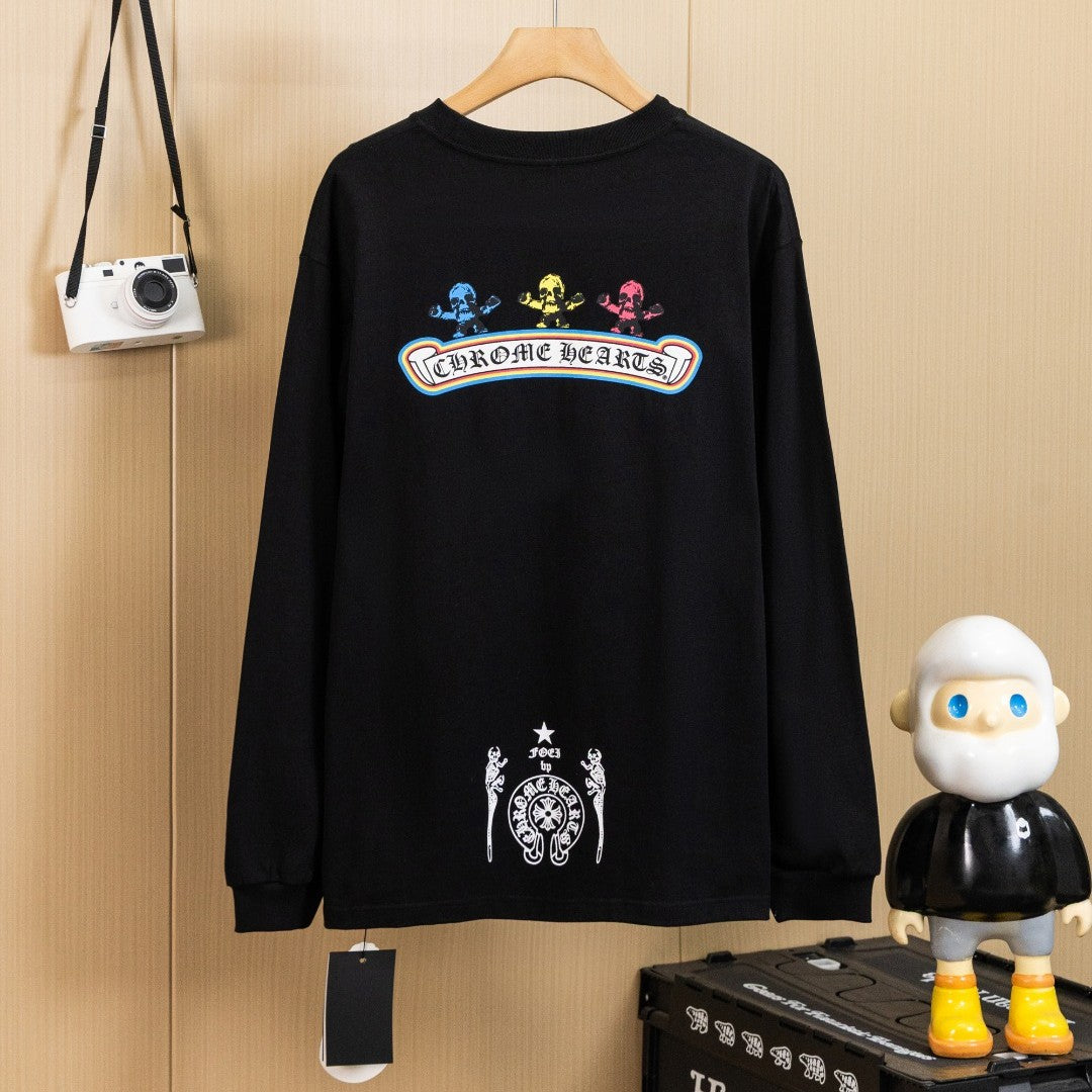 Chrome Hearts クロムハーツ ウォッシュ加工 立体プリント 長袖Tシャツ