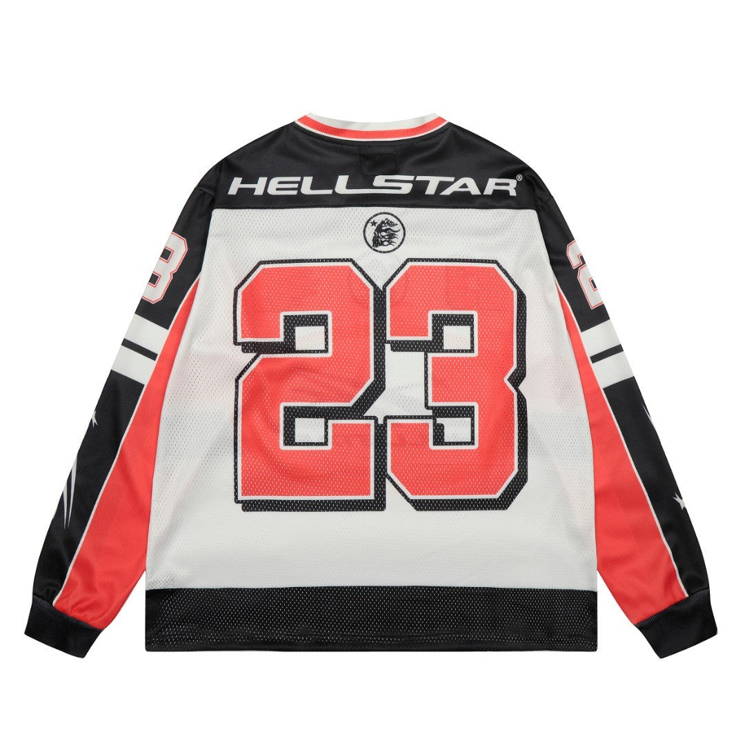 Hellstar ヘルスター レトロ アイスホッケー 長袖スポーツジャージ ブラック/ホワイト/レッド