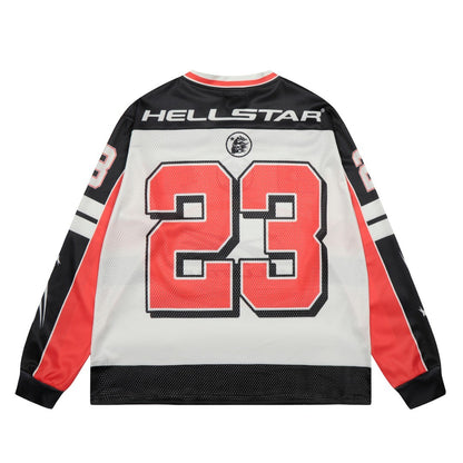 Hellstar ヘルスター レトロ アイスホッケー 長袖スポーツジャージ ブラック/ホワイト/レッド