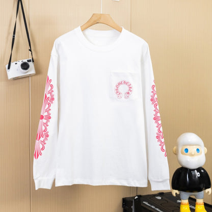 CHROME HEARTS クロムハーツ ウォッシュ加工 立体プリント ロングスリーブTシャツ ホワイト