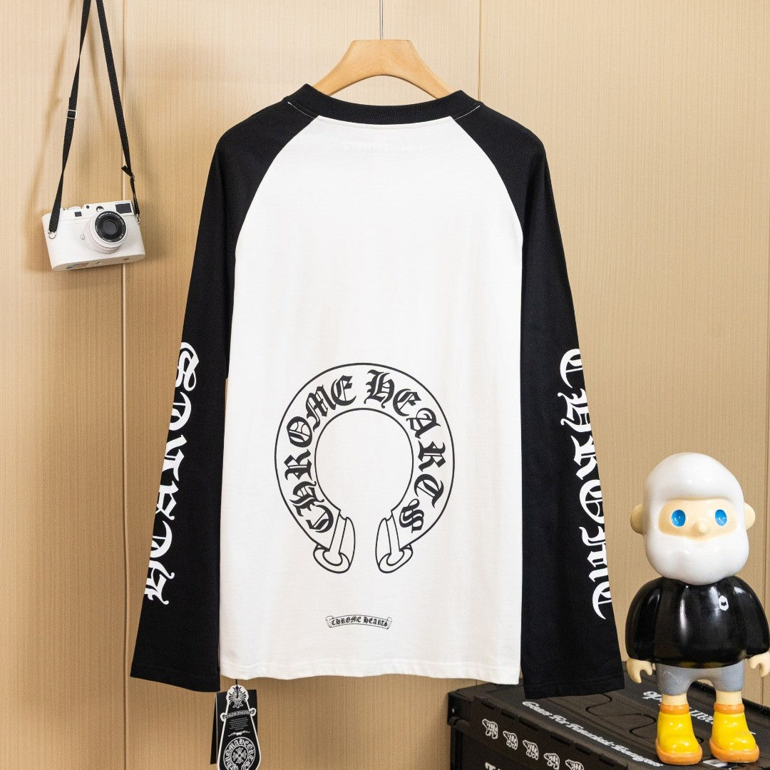 CHROME HEARTS クロムハーツ ウォッシュ加工 立体プリント 長袖Tシャツ