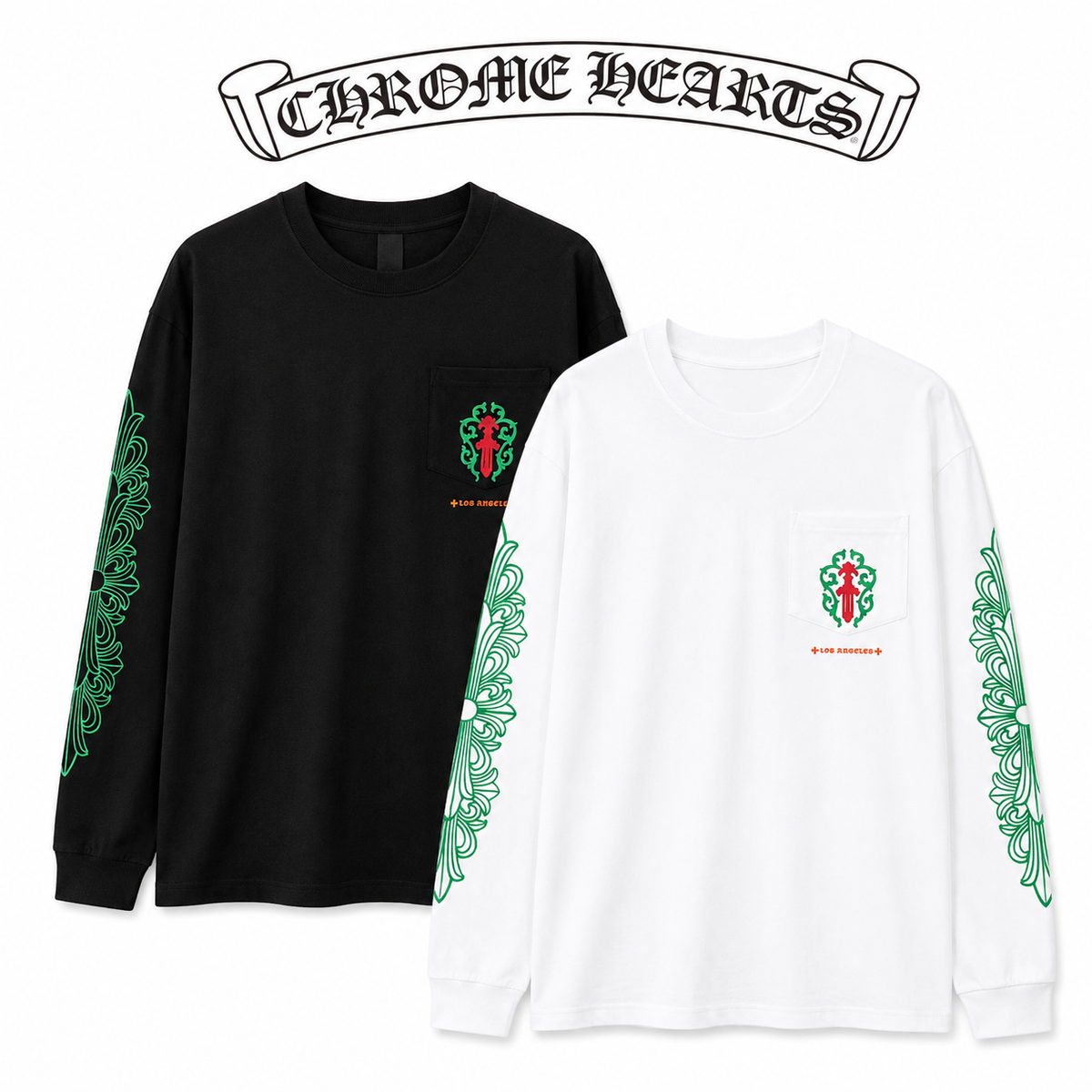 Chrome Hearts クロムハーツ ウォッシュ加工 立体プリント 長袖Tシャツ