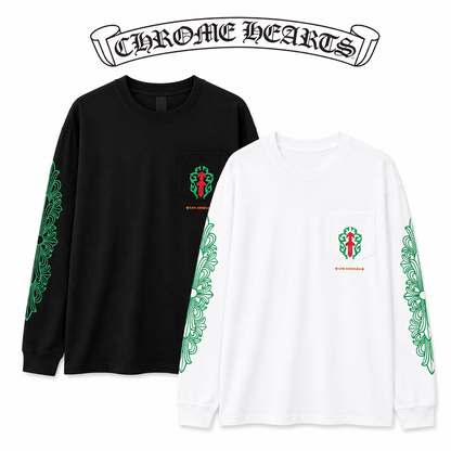 Chrome Hearts クロムハーツ ウォッシュ加工 立体プリント 長袖Tシャツ