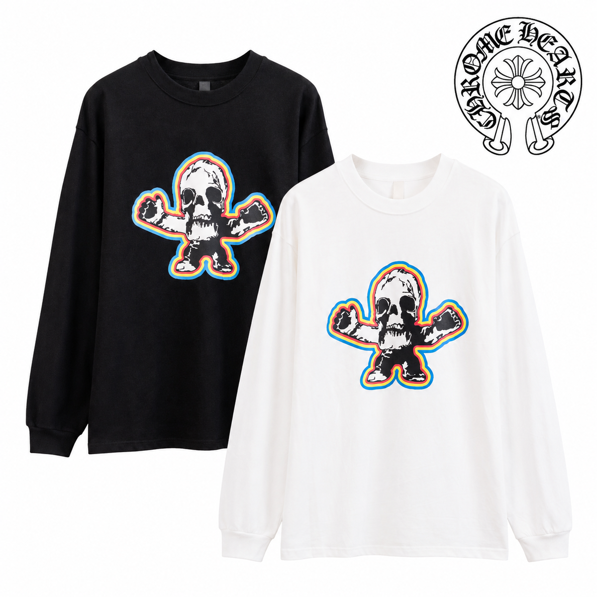 Chrome Hearts クロムハーツ ウォッシュ加工 立体プリント 長袖Tシャツ