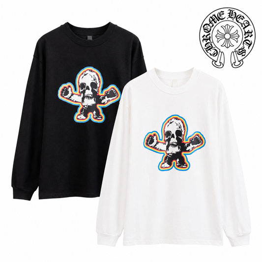 Chrome Hearts クロムハーツ ウォッシュ加工 立体プリント 長袖Tシャツ