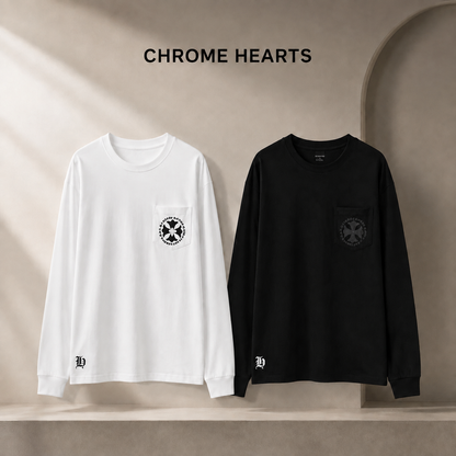 Chrome Hearts クロムハーツ 長袖Tシャツ ブラック/ホワイト