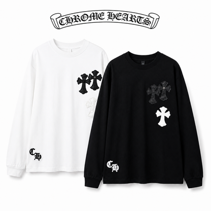 Chrome Hearts クロムハーツ ウォッシュ加工 立体デザイン ロングスリーブTシャツ