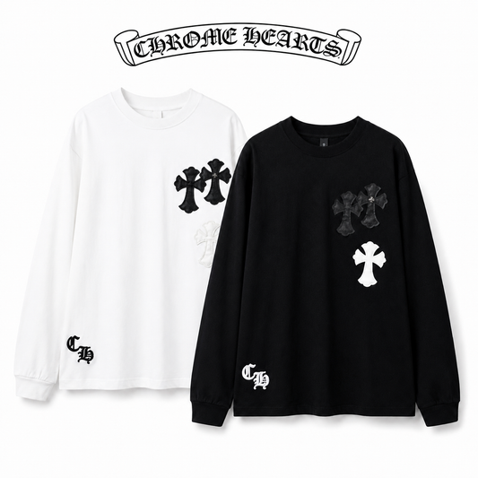 Chrome Hearts クロムハーツ ウォッシュ加工 立体デザイン ロングスリーブTシャツ