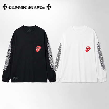 CHROME HEARTS クロムハーツ  手の込んだウォッシュ加工 立体プリント 長袖Tシャツ