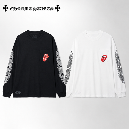CHROME HEARTS クロムハーツ  手の込んだウォッシュ加工 立体プリント 長袖Tシャツ