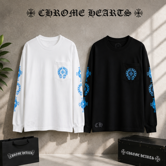 Chrome Hearts クロムハーツ ヘビーウォッシュ加工 立体プリント ロングスリーブTシャツ