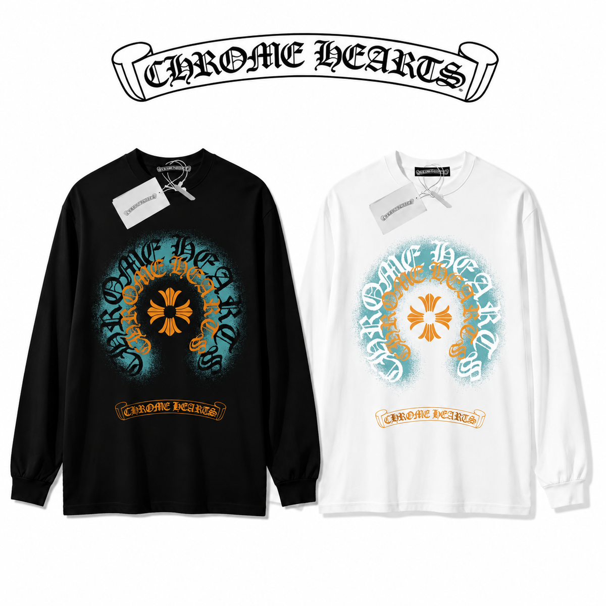 CHROME HEARTS クロムハーツ 長袖Tシャツ ホワイト/ブラック