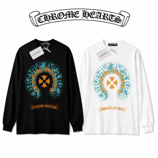 CHROME HEARTS クロムハーツ 長袖Tシャツ ホワイト/ブラック