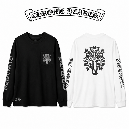 Chrome Hearts クロムハーツ 26SS 新作 ユニセックス ゆったり長袖Tシャツ (ホワイト/ブラック)