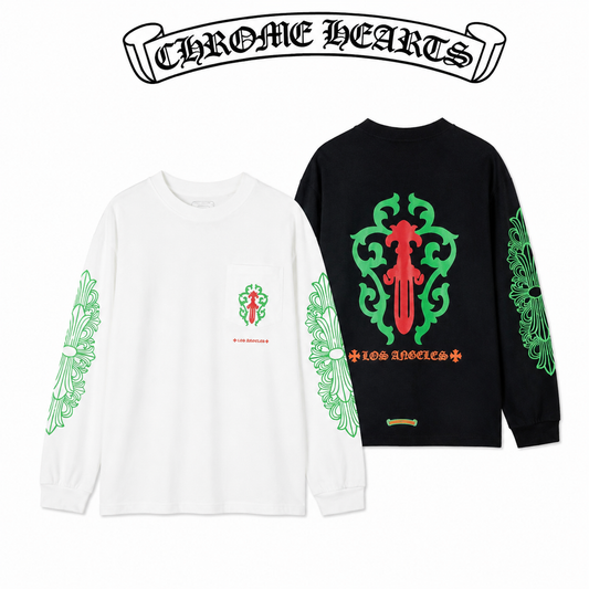 Chrome Hearts クロムハーツ 26SS 春夏新作 ユニセックス ルーズフィット 320g 双糸 コットン100% ロングスリーブTシャツ ベージュ