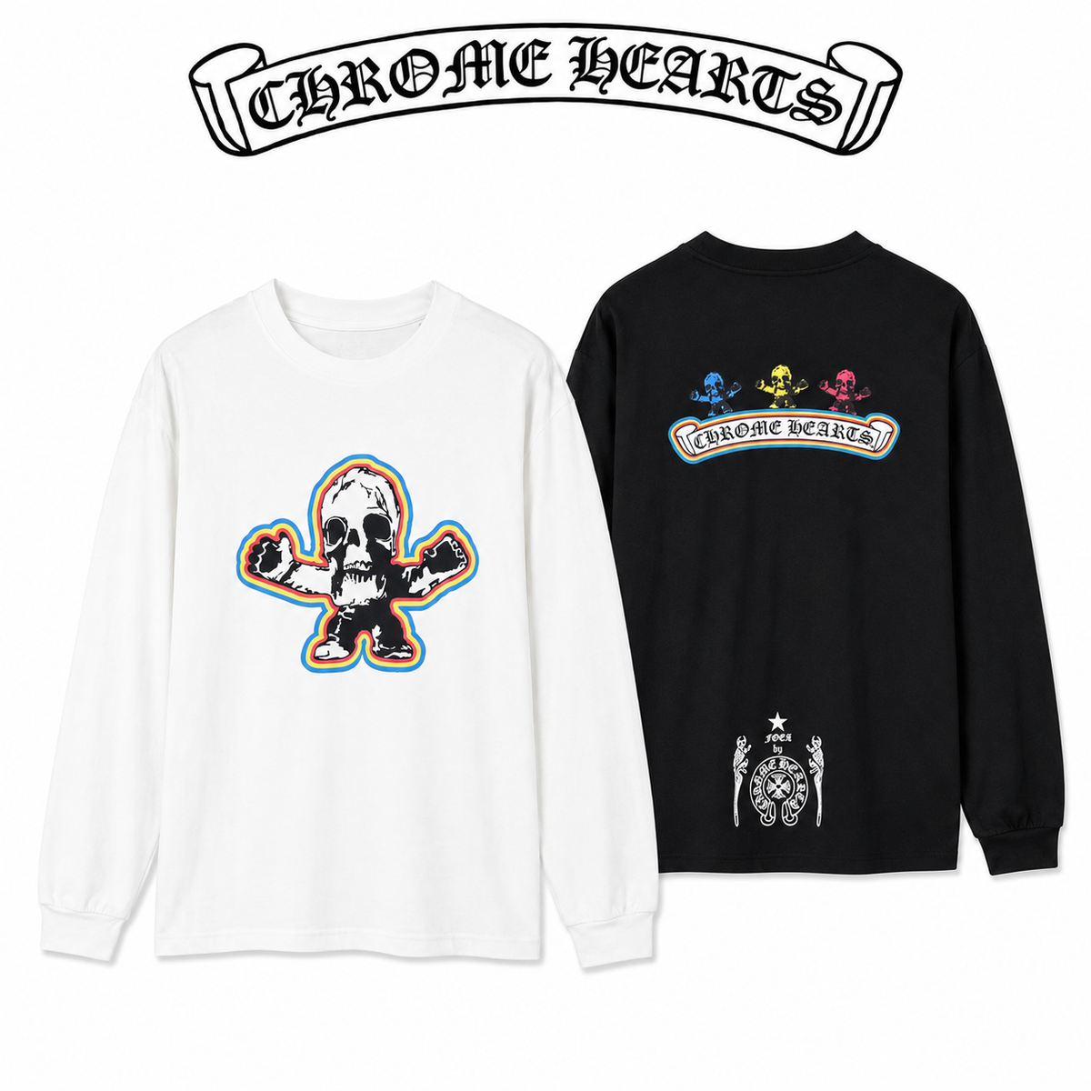 CHROME HEARTS クロムハーツ 26SS 春夏新作 ユニセックス ルーズフィット 長袖Tシャツ オフホワイト/黒