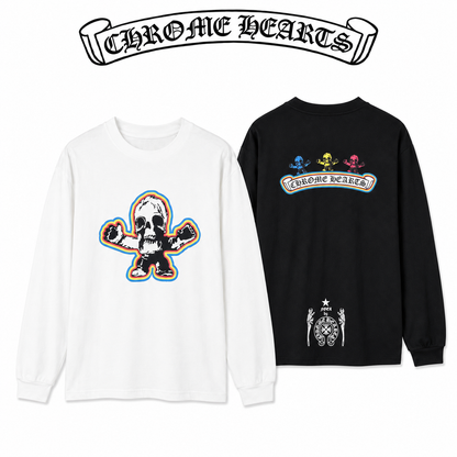 CHROME HEARTS クロムハーツ 26SS 春夏新作 ユニセックス ルーズフィット 長袖Tシャツ オフホワイト/黒