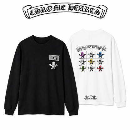 Chrome Hearts クロムハーツ 26SS 春夏 新作 ユニセックス ルーズフィット 320g 双糸コットン100% 長袖Tシャツ ホワイト/黒
