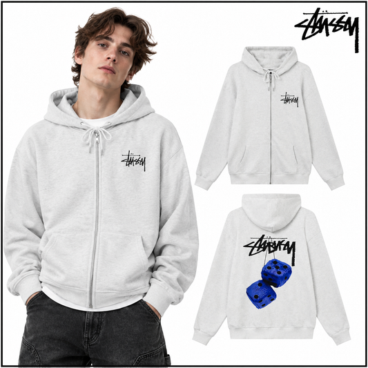 STUSSY スタシー ダイスアルファベットプリント ズッパーフーディージャケット HN305 グレー