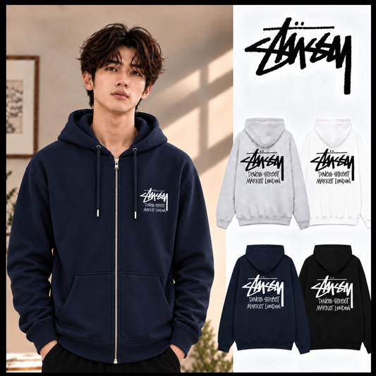 STUSSY ステューシー DSM LONDON ロゴプリント ジップアップ パーカー HN320 フーディー メンズ レディース 4色展開