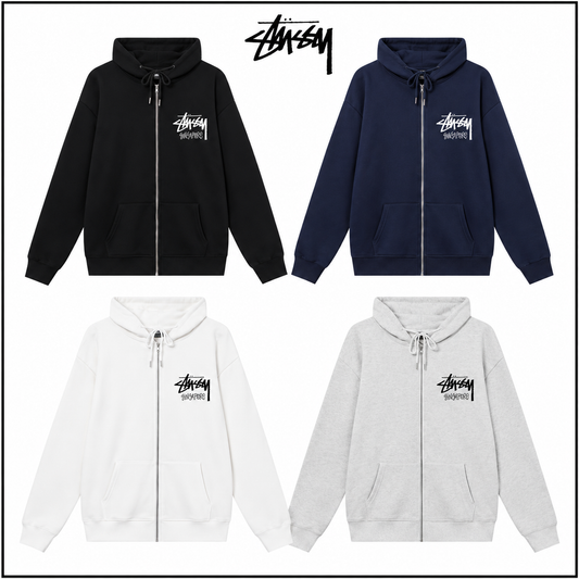STUSSY スタッシー 新加坡城市限定系列 印花男女连帽拉链外套 HN342 ホワイト/ブラック/ネイビー/グレー