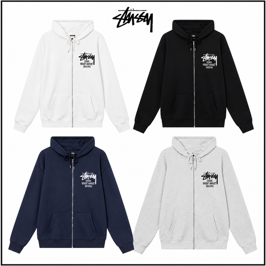 STUSSY ステューシー DSMロンドンシティ限定シリーズ NEW YORKプリント 男女兼用 フード付きジッパージャケット HN332