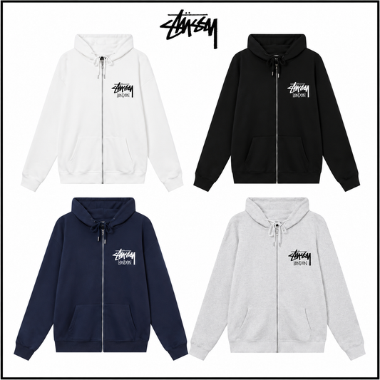 Stussy スタッシー SS25ロンドンシティ限定プリント フード付きジッパージャケット HN331