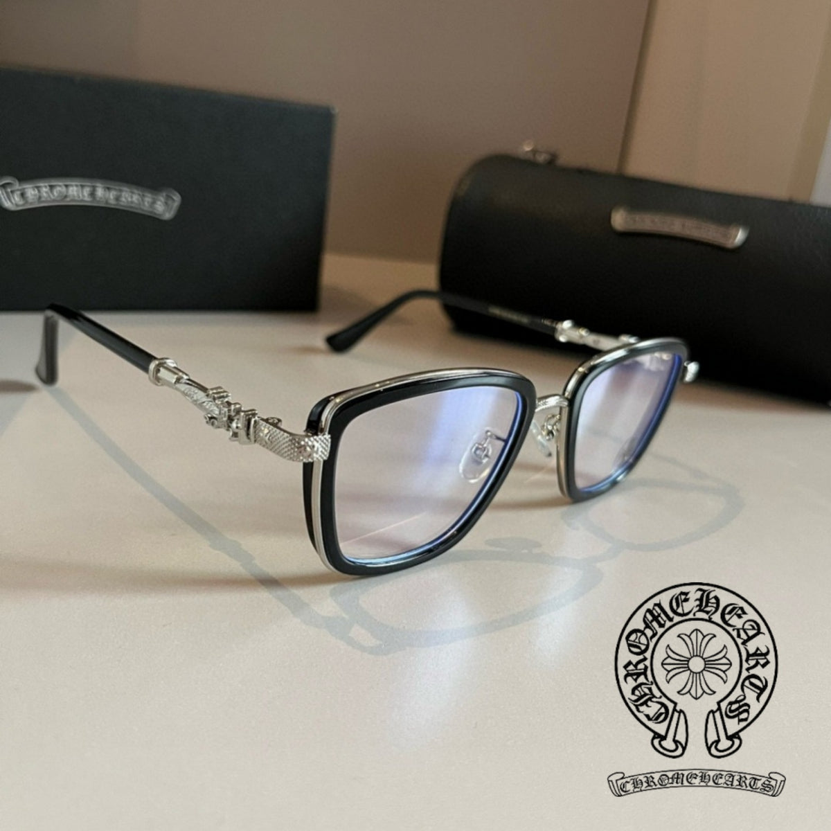 Chrome Hearts Black & Silver Optical Glasses